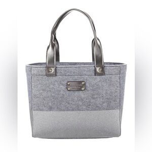 Kate Spade Frosted Felt Grey and Silver Quinn Tote Bag